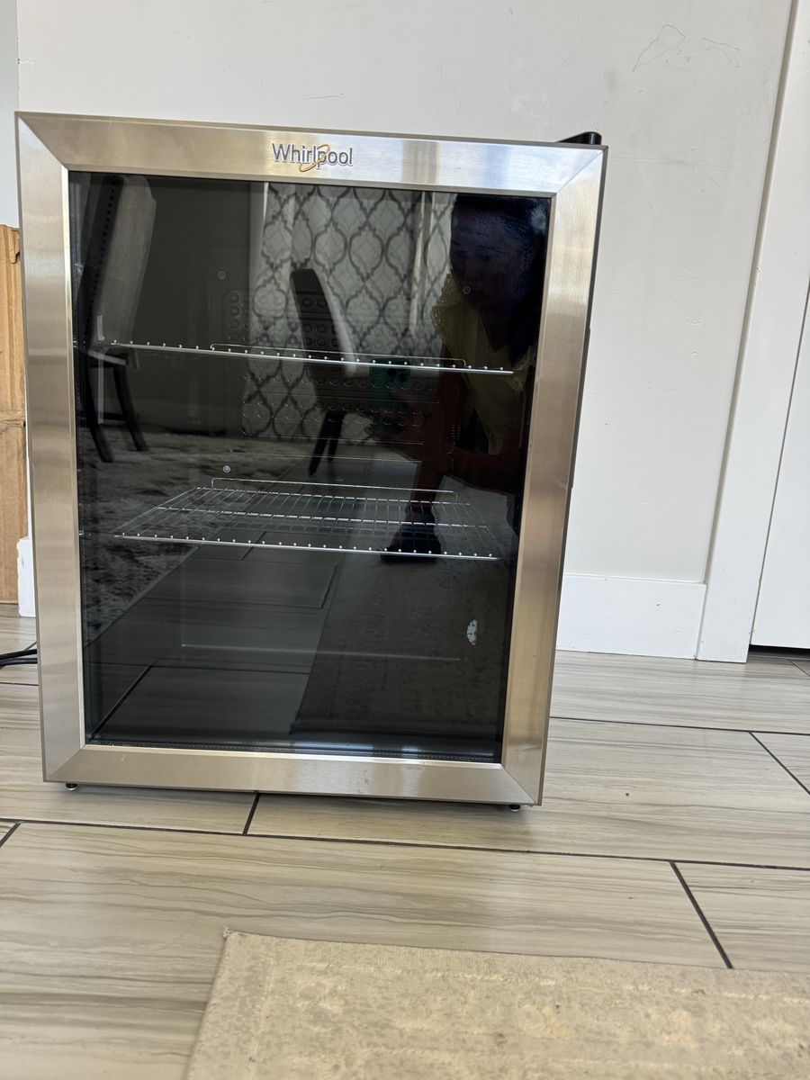 Whirlpool Stainless Steel Mini Fridge with Glass Door