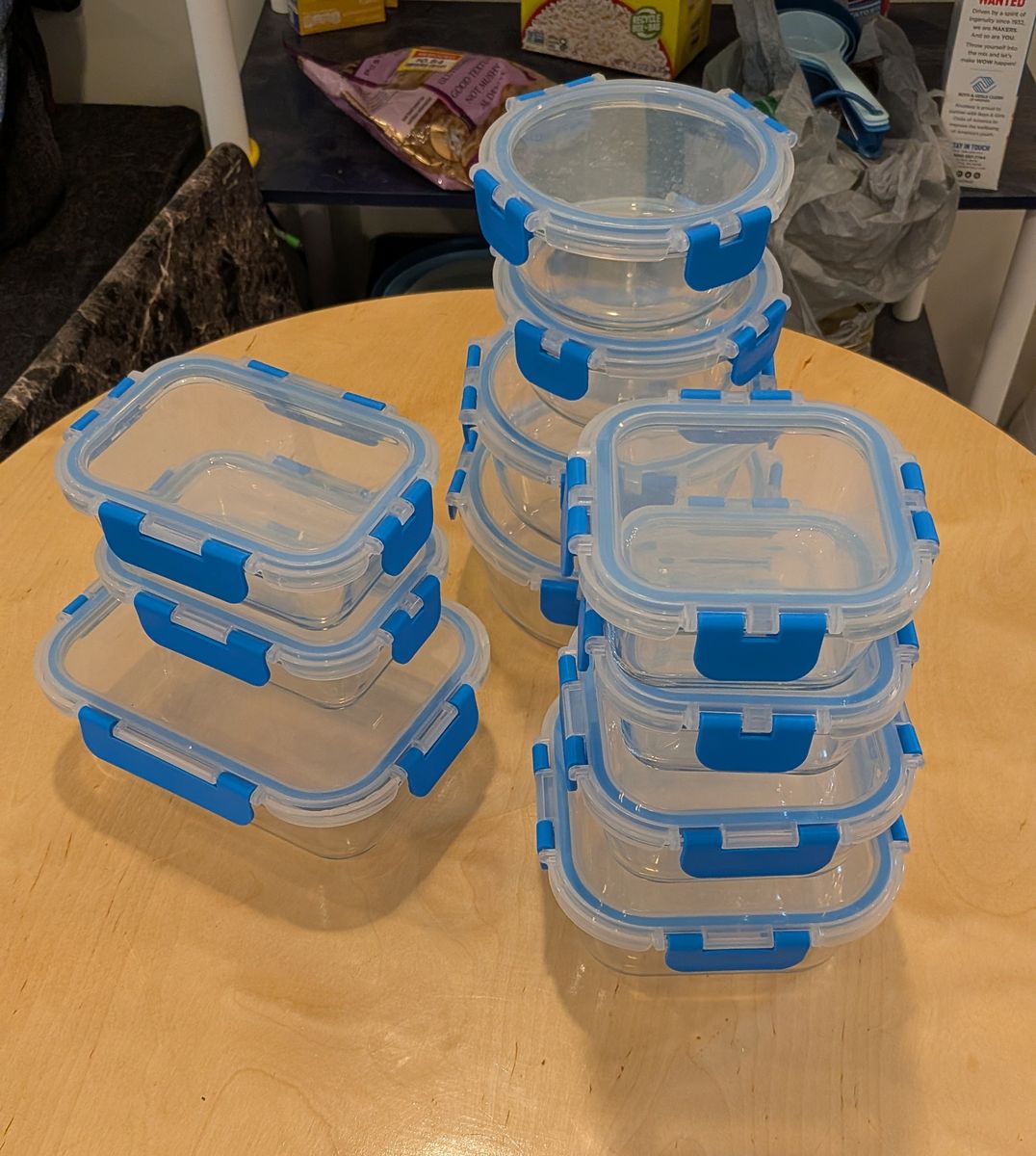 11-Piece Glass Food Storage Container Set with Locking Lids-$20