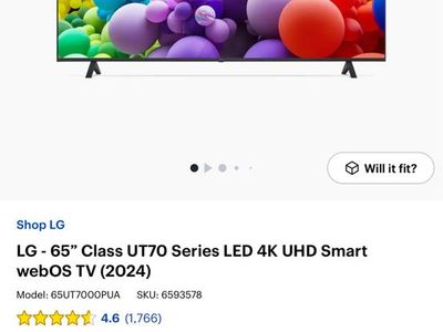 LG 65UT70 Series 65" Class LED 4K UHD Smart webOS AI TV (2024 Model) New in Box