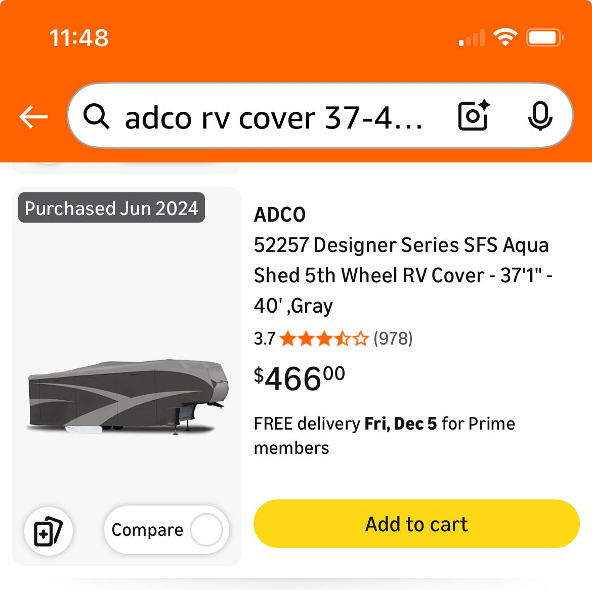 5th Wheel cover 37’-41’ Like New
