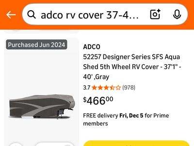 5th Wheel cover 37’-41’ Like New