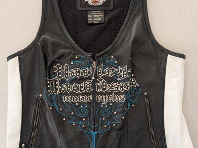 Harley-Davidson Women's Vest Black & White Genuine Leather Small
