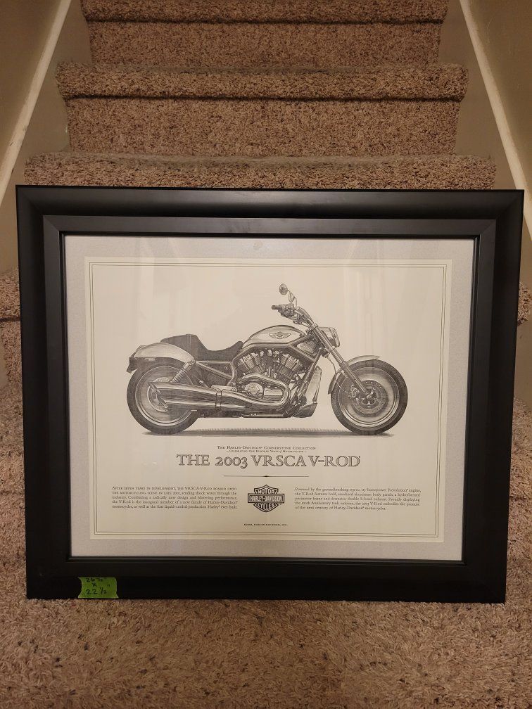 Framed Harley-Davidson 2003 VRSCA V-Rod Cornerstone Collection Print 26.5x22.5