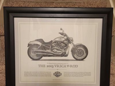 Framed Harley-Davidson 2003 VRSCA V-Rod Cornerstone Collection Print 26.5x22.5