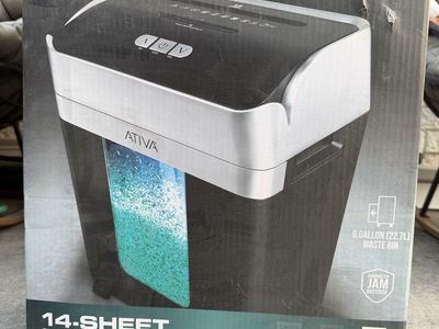 Ativa 14-Sheet Super Micro-Cut Paper & Credit Card Shredder with 6-Gallon Waste Bin