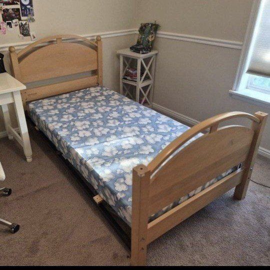 XL Twin Wood Bed Frame - Light Wood Finish