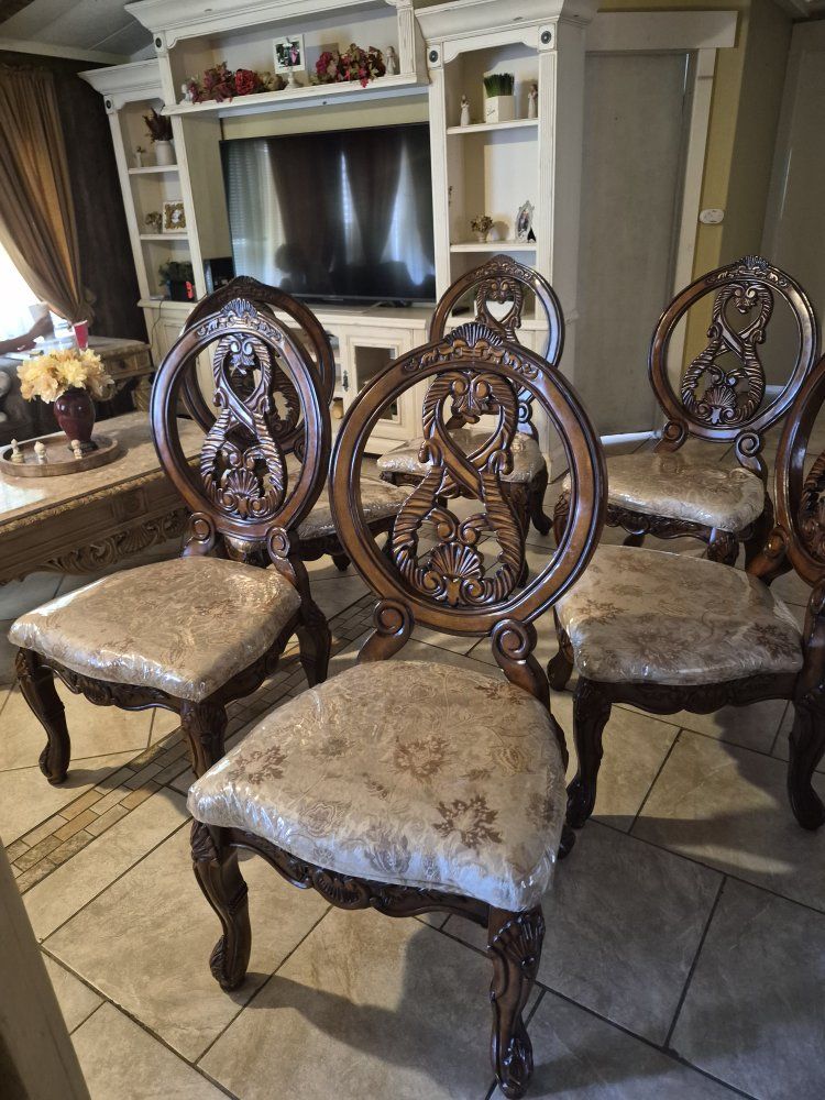 Elegant Traditional Side Chairs for Dining Room, Brown Cherry Finish, Comfortable