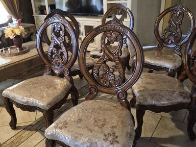 Elegant Traditional Side Chairs for Dining Room, Brown Cherry Finish, Comfortable