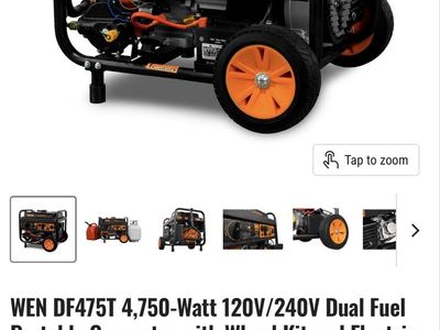 WEN DF475T 4750W Dual Fuel Portable Generator with Wheel Kit and Electric Start 120V/240v