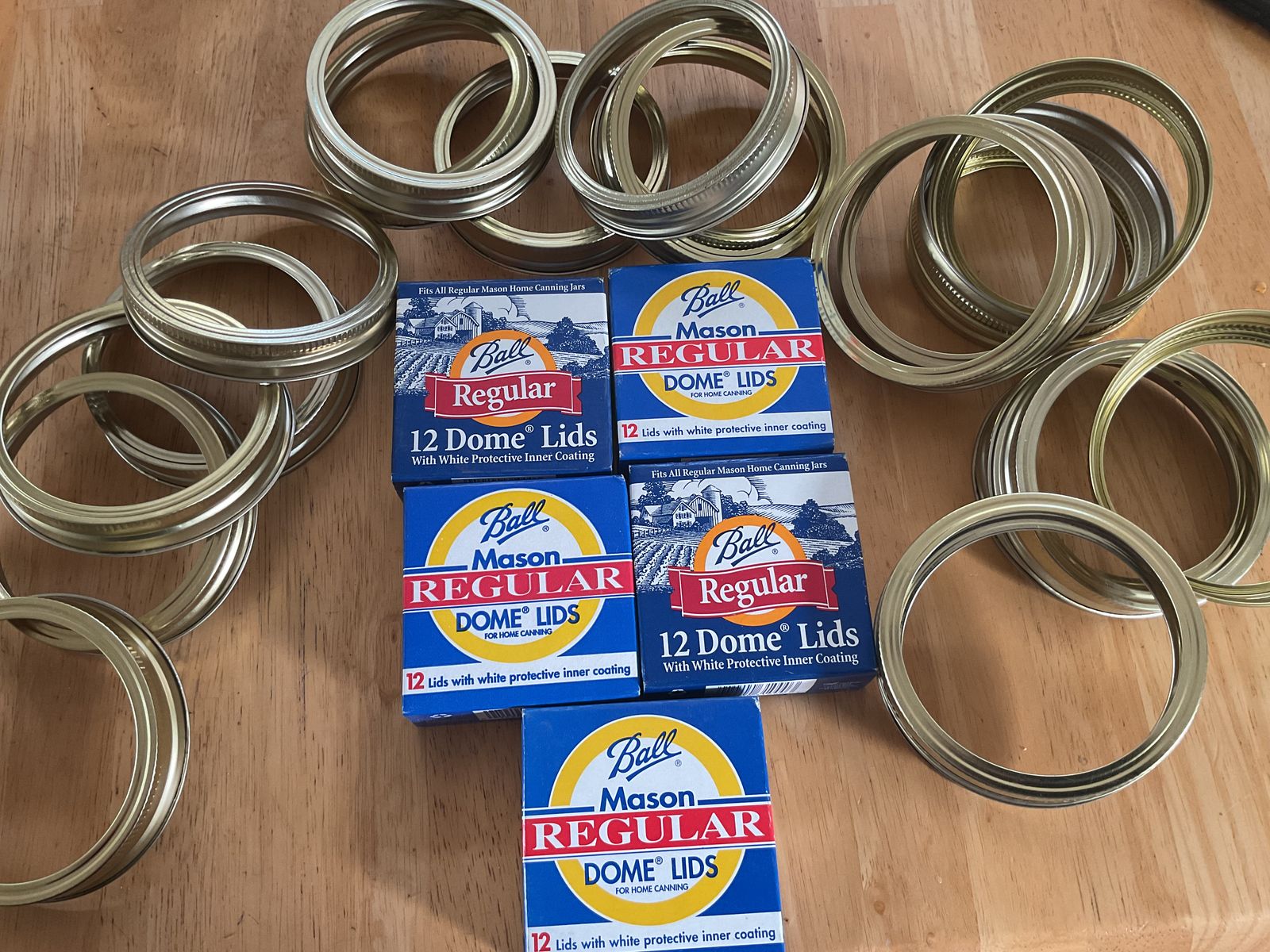 Vintage - Ball Mason Jar Lids Regular Dome  ( 5 Boxes) and 20 Bands