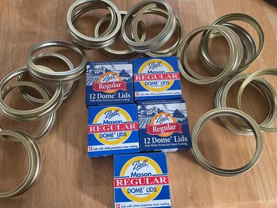 Vintage - Ball Mason Jar Lids Regular Dome ( 5 Boxes) and 20 Bands