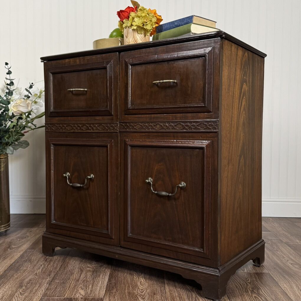 Vintage Wood Storage / Record Cabinet