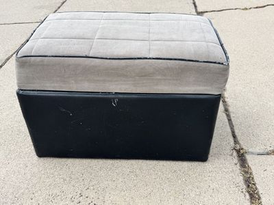 Gray and Black Ottoman with Storage - Footstool/Bench