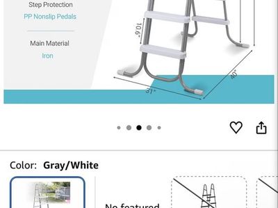 4-Step Safety Ladder for Above-Ground Pools Gray/White
