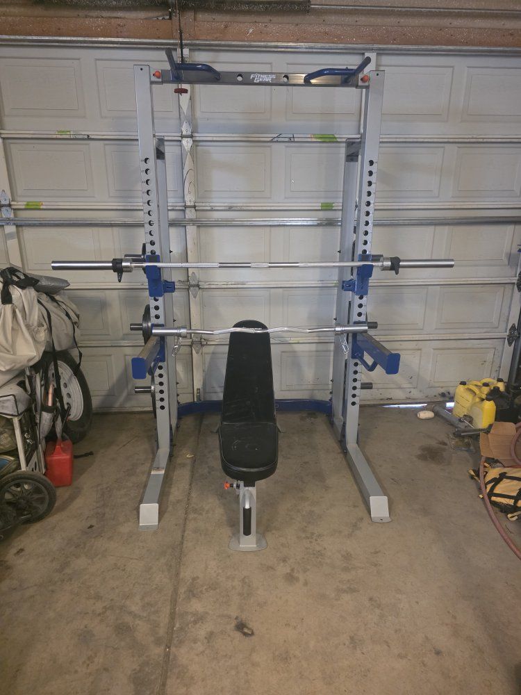 Fitness Gear Squat Rack and Bench Set with Barbell