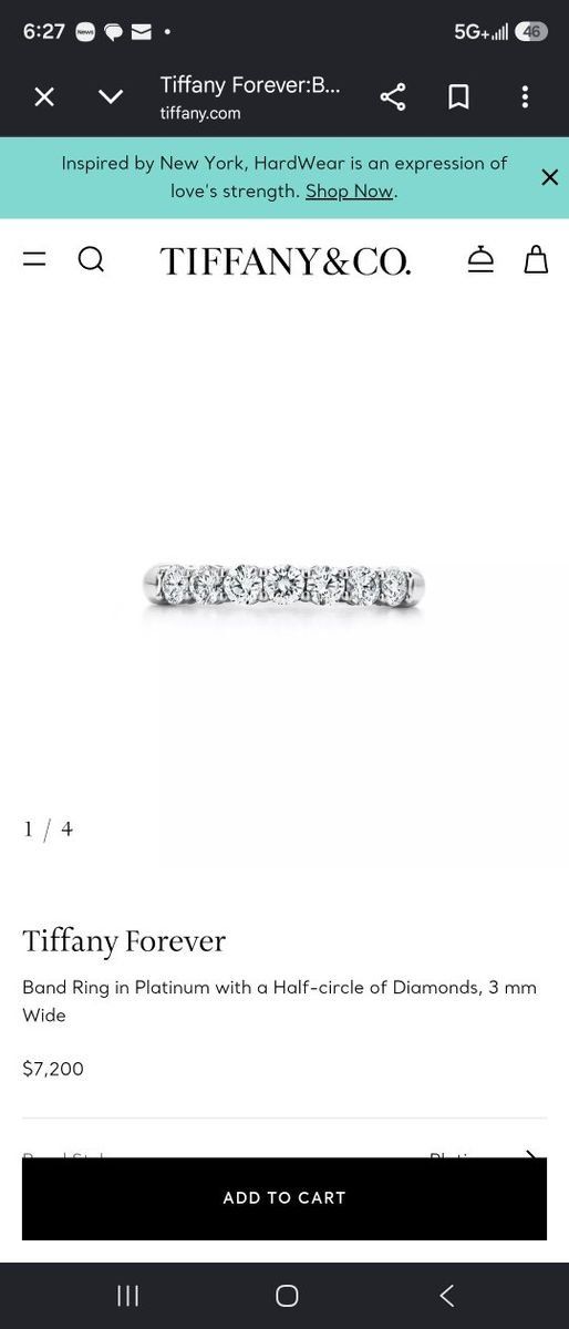 Tiffany & Co. Forever Band 3mm stones  Blue Jewelry Box -  Excellent Condition, take a look at the extraordinary details.