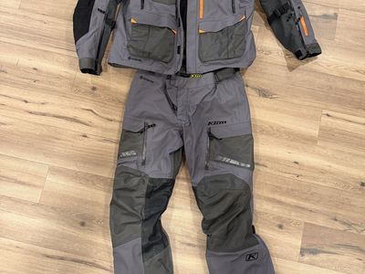 Klim Carlsbad Gore-Tex Motorcycle Jacket & Pants - Men's, Gray/Orange 2XL jacket, 38 regular pant.