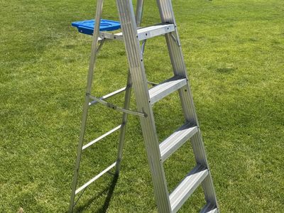Werner 6 ft Aluminum Step Ladder - Lightweight, Durable, Multi-Use, Blue Top