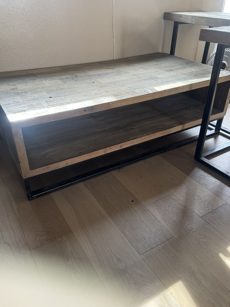 Rustic Industrial wood Tables-Set Of 3