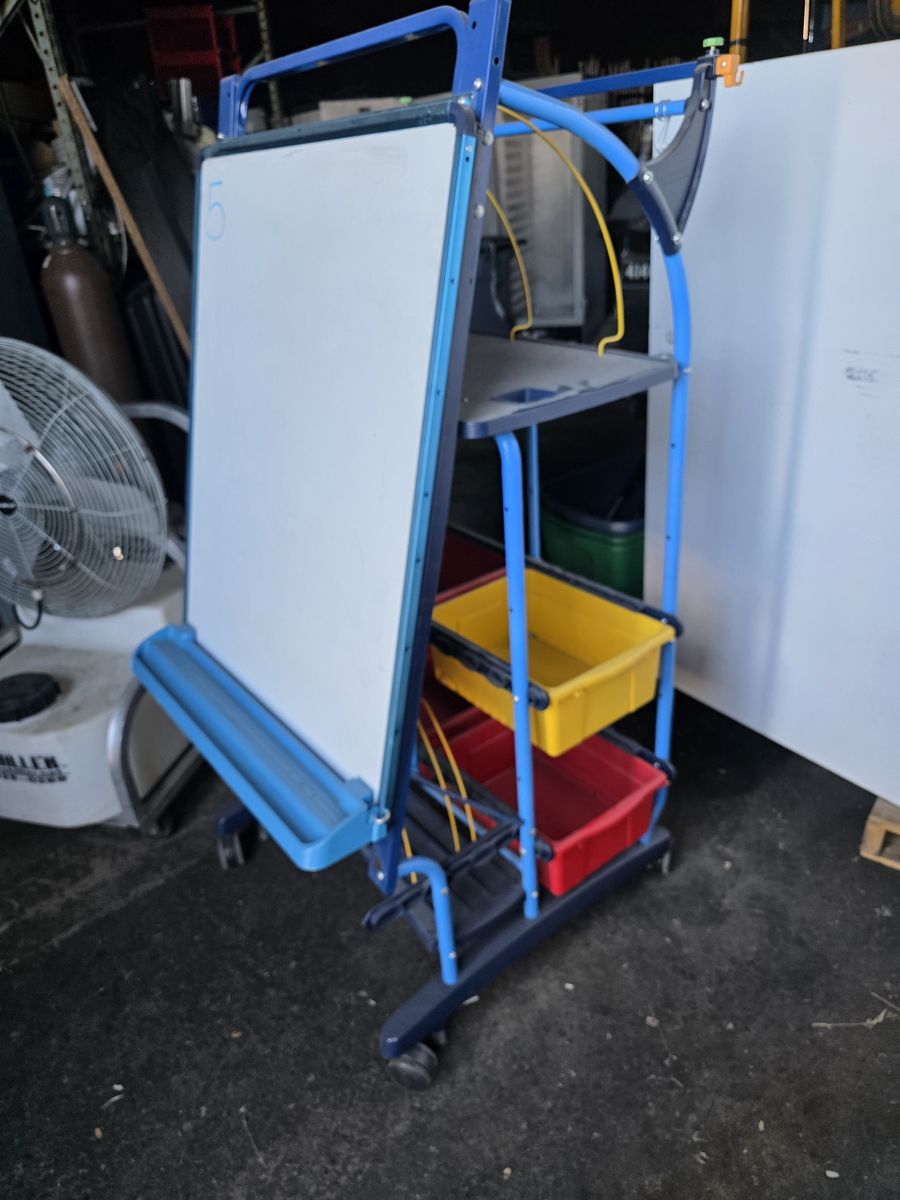 White Board Easel Rolling with Bins 2 Available