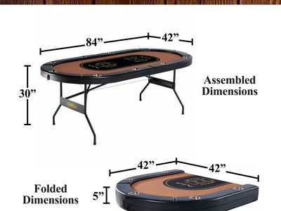 New - Barrington 10 Player Poker Gaming Table - Folding / Brown & Black