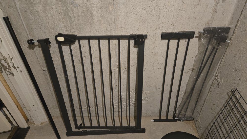 Adjustable Black Metal Baby Safety Gate with Extensions - Pet & Child Barrier