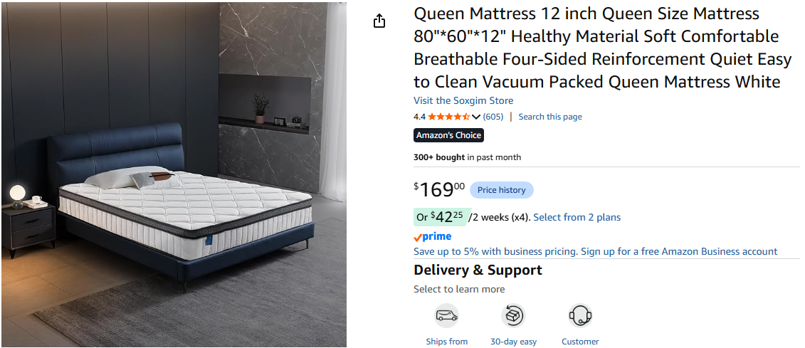 New in box Soxgim 12 inch Queen Size Hybrid Mattress 80"x60"x12"