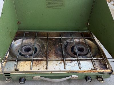 Coleman 2-Burner Green Propane Camping Stove with Wind Baffles - Portable