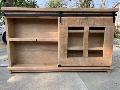 Entry shelf with sliding door