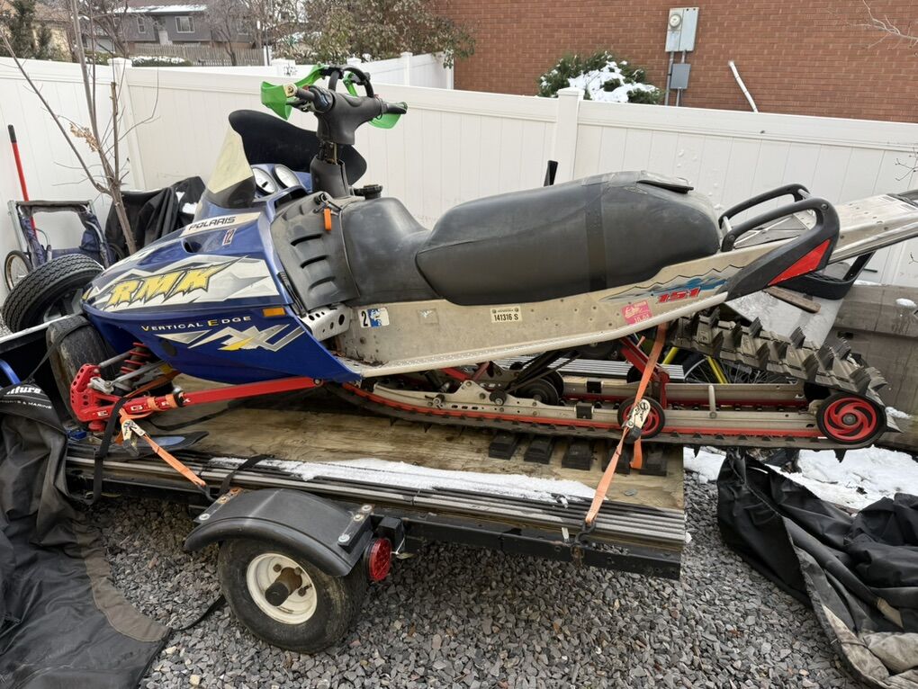 2002 Polaris Rmk 800 Snowmobile & Trailer