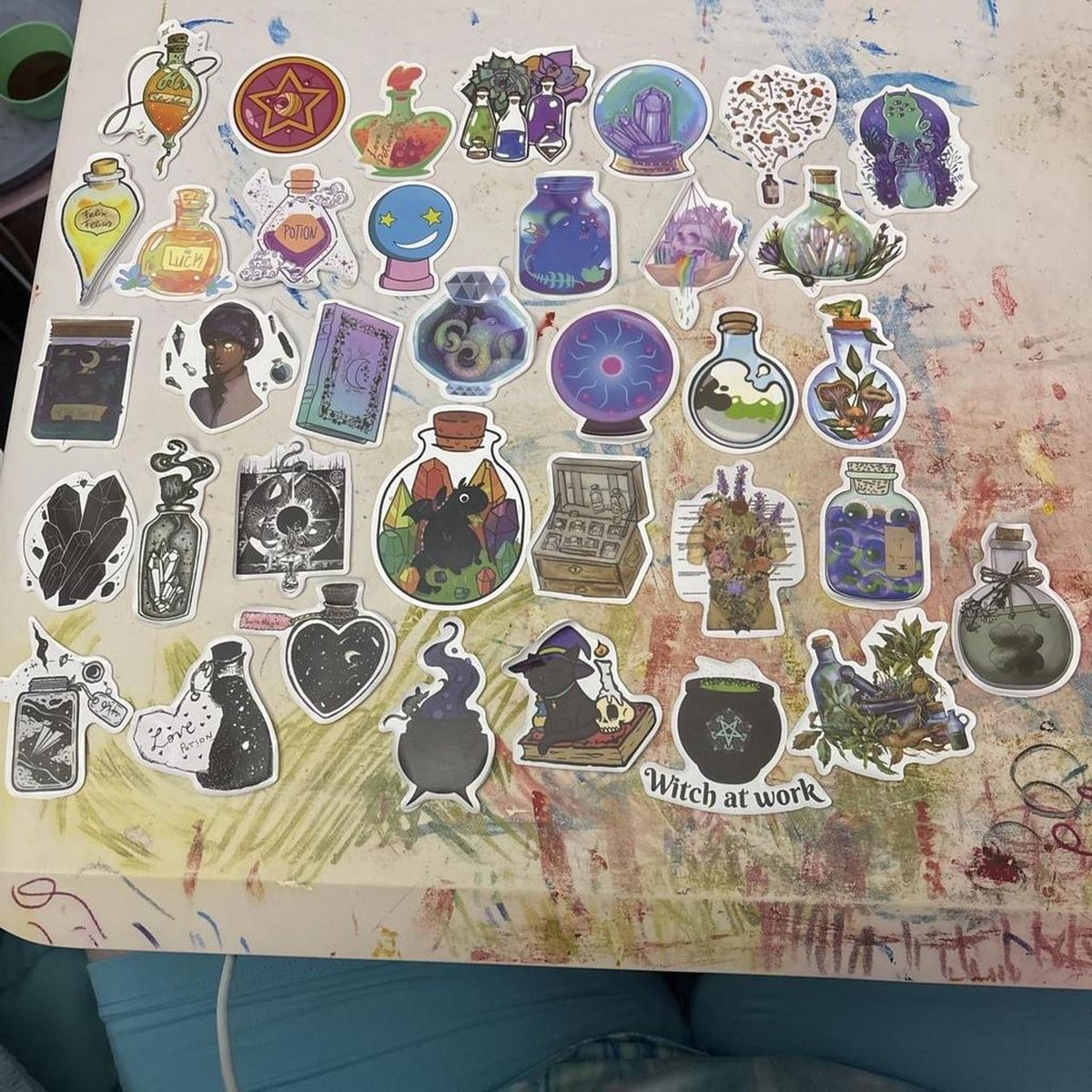 Mystical & Witchy Theme Sticker Pack - 36 Unique Designs, Potion Bottles, Crystals, & More