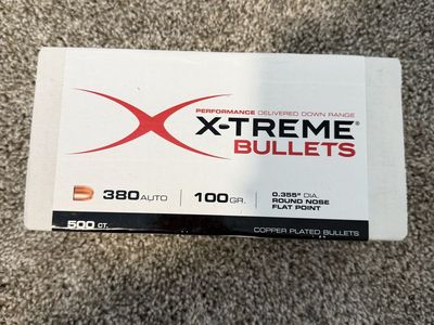 X-Treme Bullets .380 Auto 100gr RNFP Copper Plated Bullets - 500 Count Box