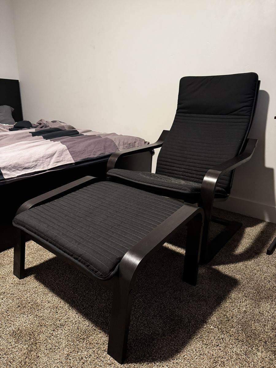 IKEA Poang Chair with Ottoman