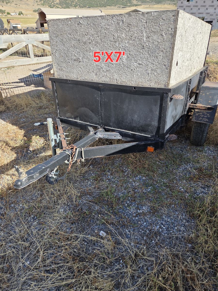 5x7 Utility Trailer with Wood Siding and Ramp Gate