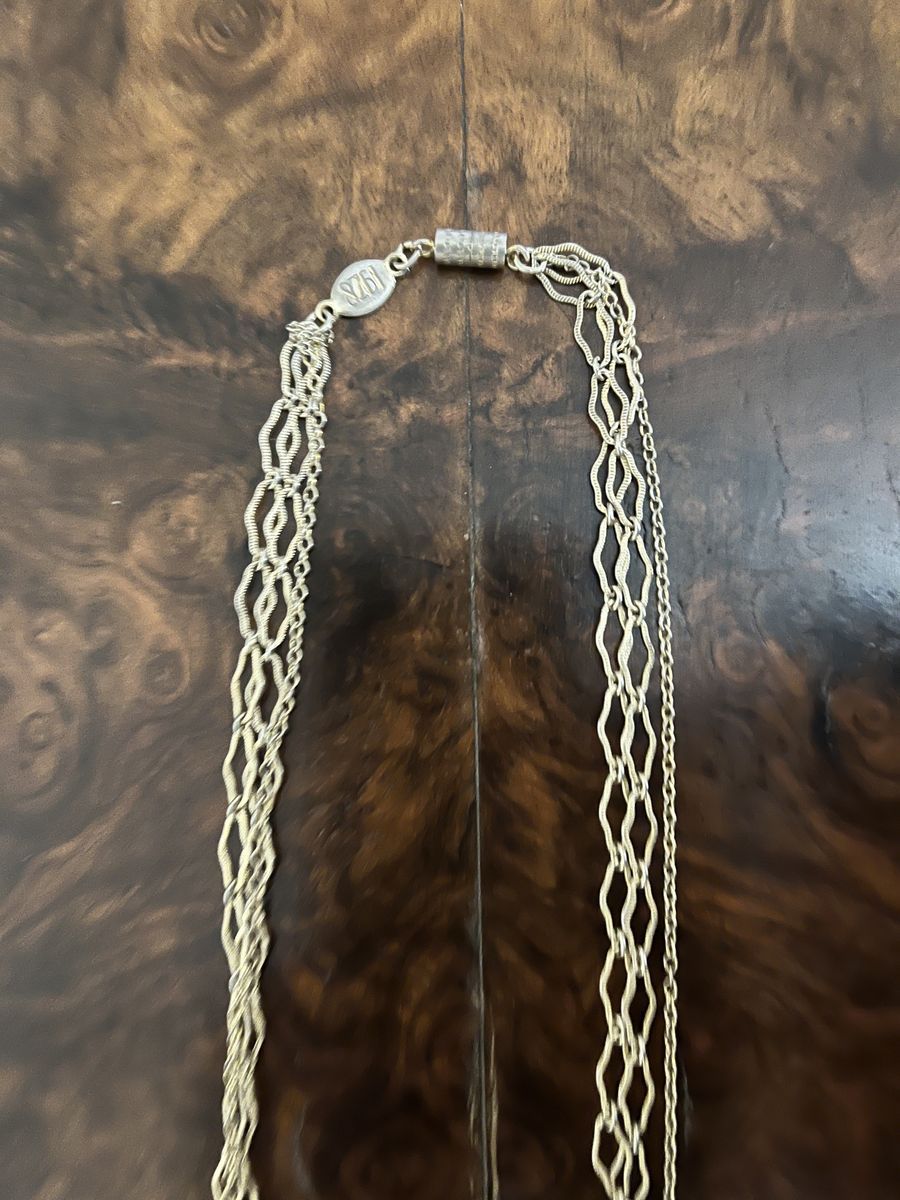 1928 Delicate Three Strand Silver or Gold Chain Necklace -Vintage