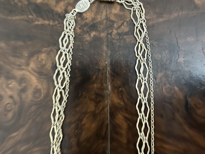 1928 Delicate Three Strand Silver or Gold Chain Necklace -Vintage