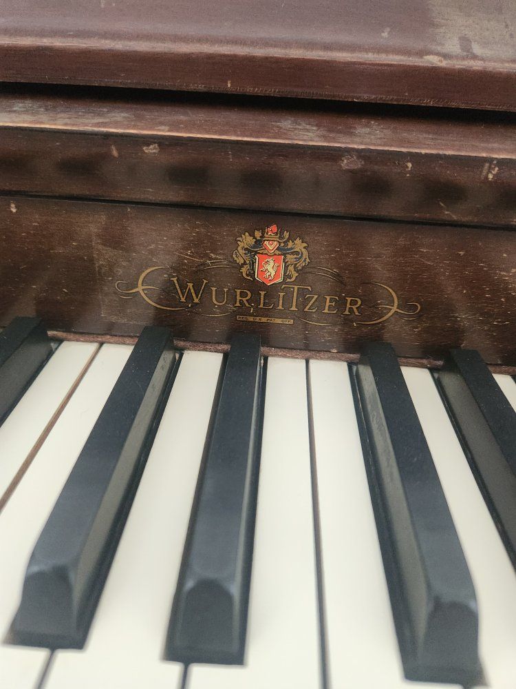 Wurlitzer Upright Piano with Bench - Vintage Wood Finish