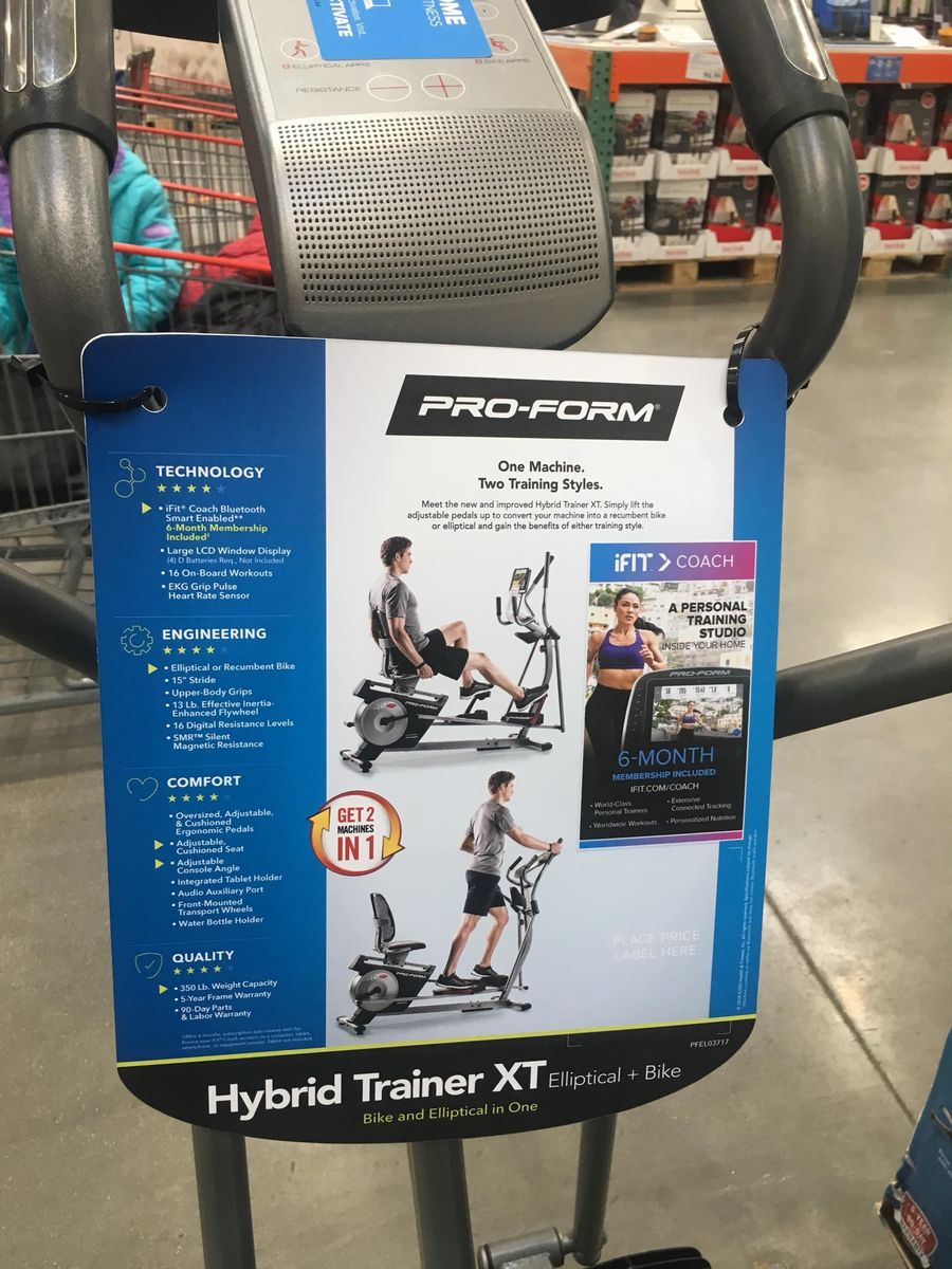 Pro-Form Hybrid Trainer XT Elliptical + Recumbent Bike - PFFEL03721.0 - 2-in-1 Fitness Machine