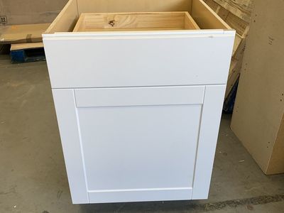 Hampton Bay Shaker 24 in. W x 24 in. D x 34.5 in. H Assembled Base Kitchen Cabinet in Satin White