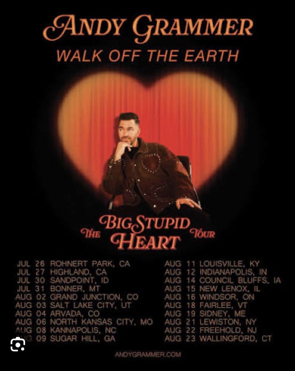 Andy Grammer: The Big Stupid Heart Tour - Aug 3, 2026 - Red Butte Garden GA Grass Seating Ticket
