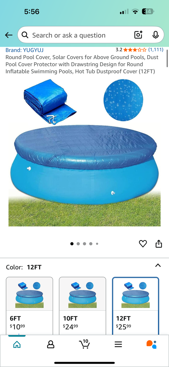 Round Pool Cover 12FT — New