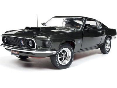 American Muscle AME1152 1969 Ford Mustang Hardtop Diecast Model Car, Black Jade. Brand New in Box.