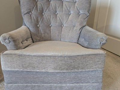 Grey velvet swivel rocker