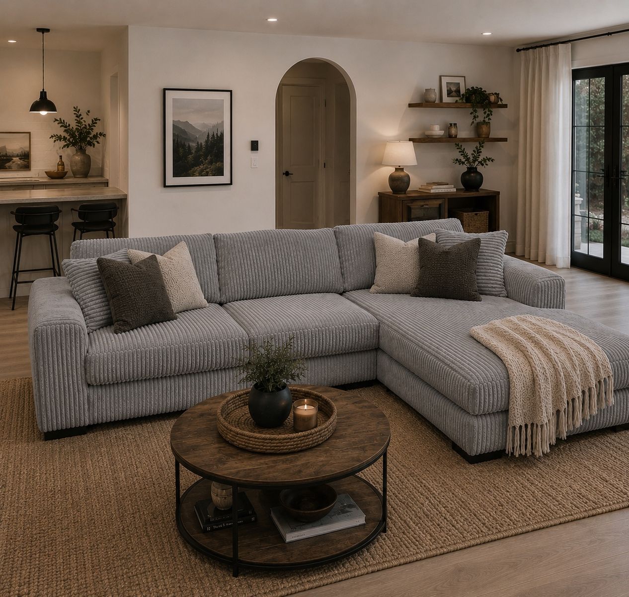 (NEW) Ashley Furniture Large Gray Sectional Couch - Delivery Available