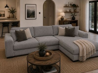 (NEW) Ashley Furniture Large Gray Sectional Couch - Delivery Available