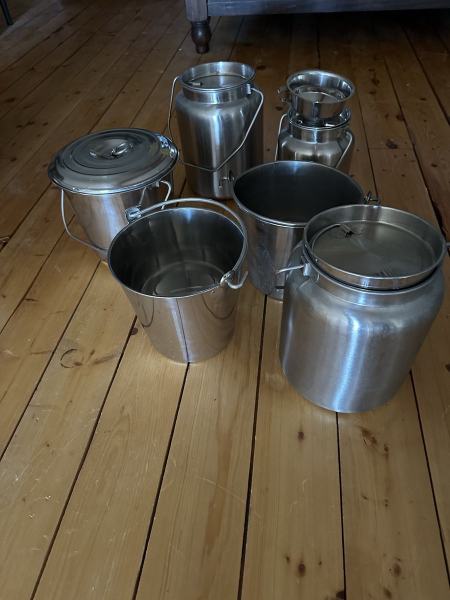 Stainless steel milk pails and buckets