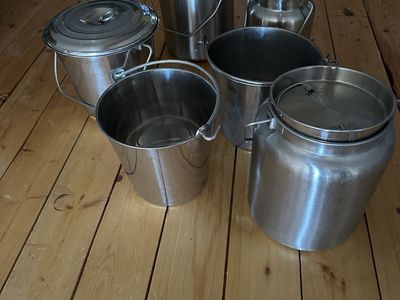 Stainless steel milk pails and buckets