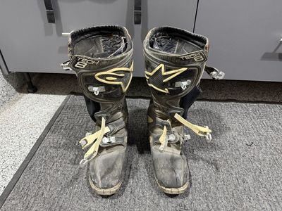 Alpinestars Tech 8 Motocross Boots, Size 12, Black/Brown/Cream, Used