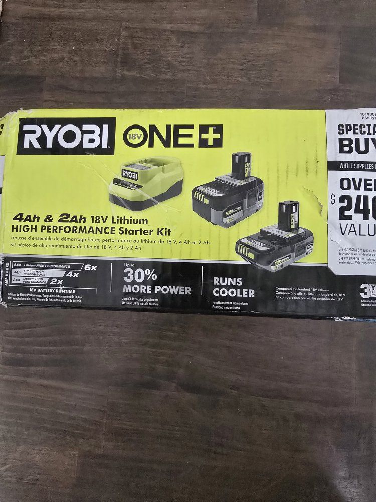 Ryobi One+ 18V Lithium High Performance 4Ah & 2Ah Starter Kit with Charger