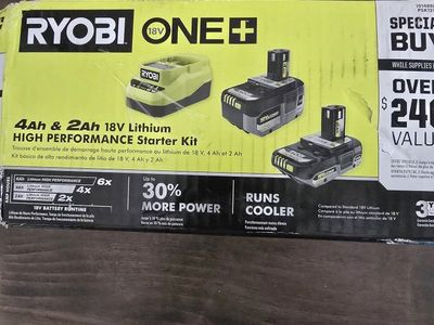 Ryobi One+ 18V Lithium High Performance 4Ah & 2Ah Starter Kit with Charger